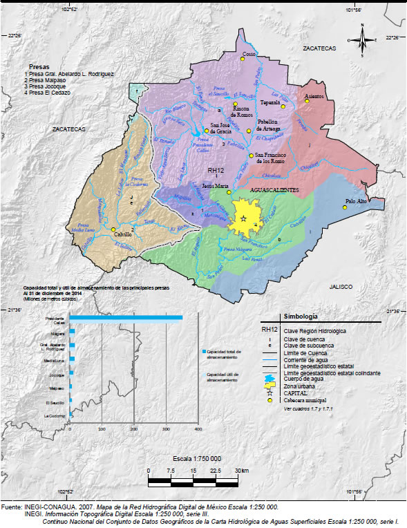 Mapa Hidrográfia Aguascalientes