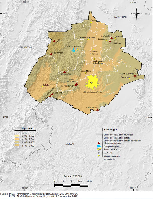 Mapa Orografía Aguascalientes