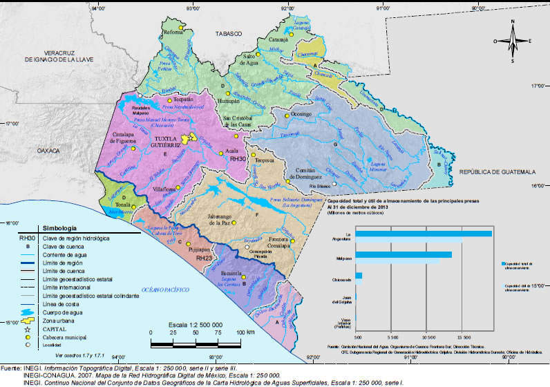 Mapa Hidrografía Chiapas