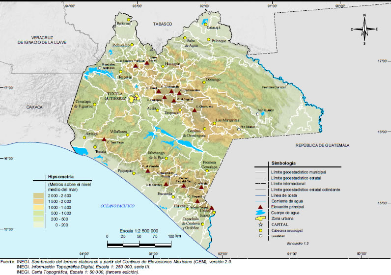 Mapa Orografía Chiapas