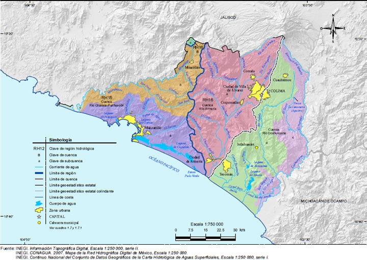 Mapa Hidrografía Colima