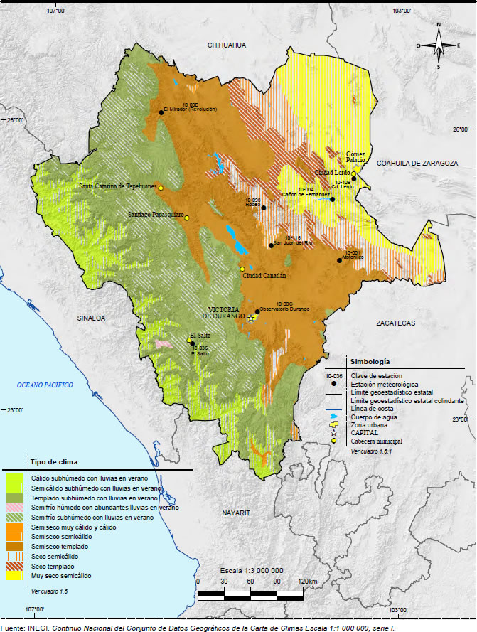 Mapa Clima Durango