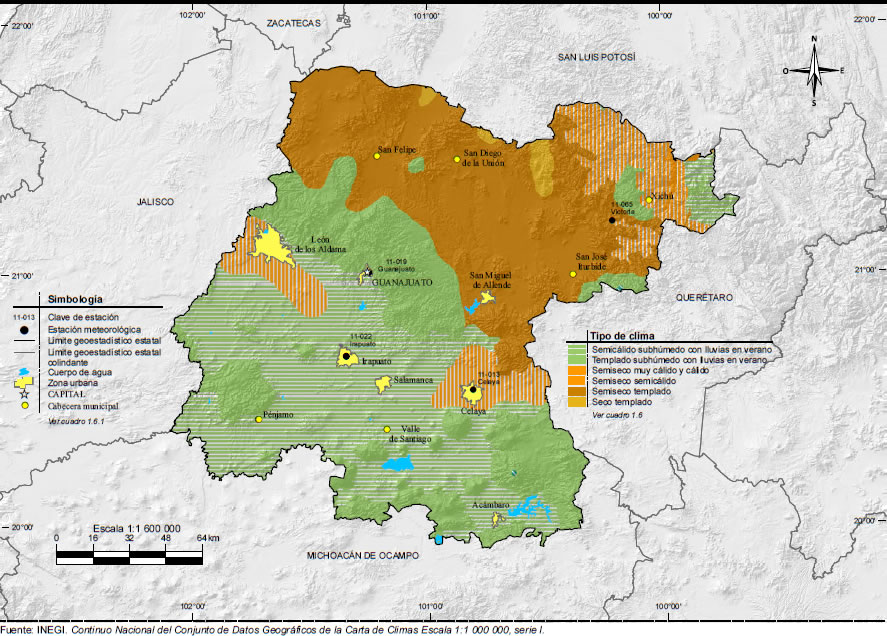 Mapa Clima Guanajuato