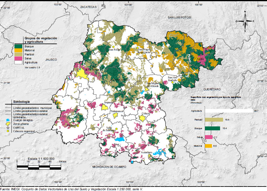 Mapa Vegetacion Guanajuato