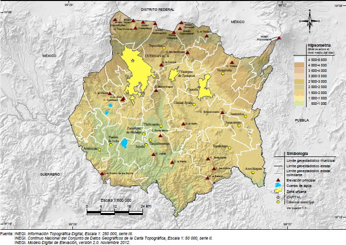 Mapa Orografía Morelos