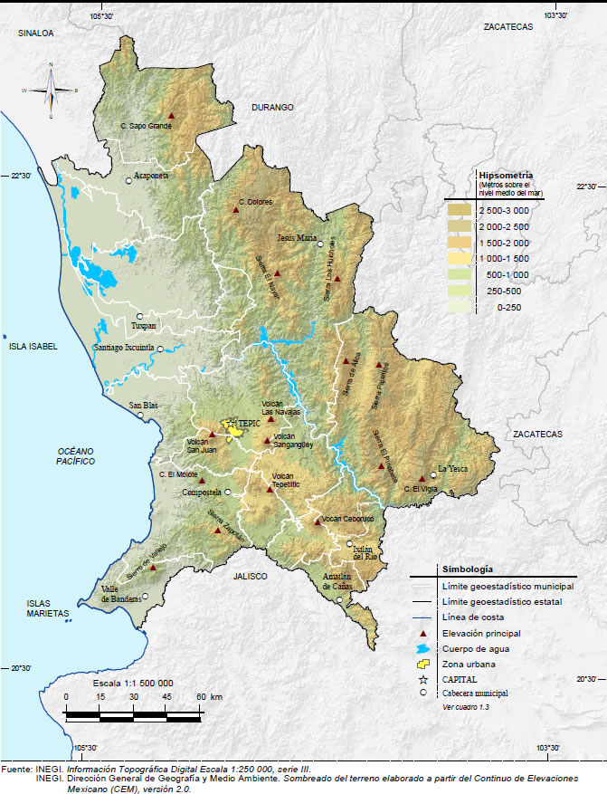 Mapa Orografía Nayarit