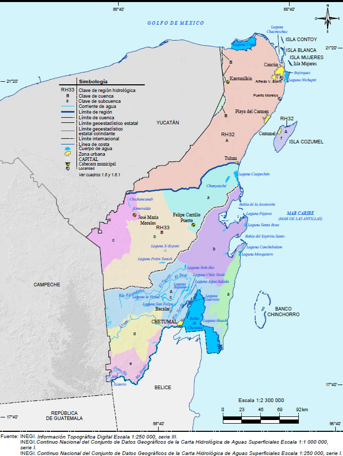 Mapa Hidrografía Quintana Roo