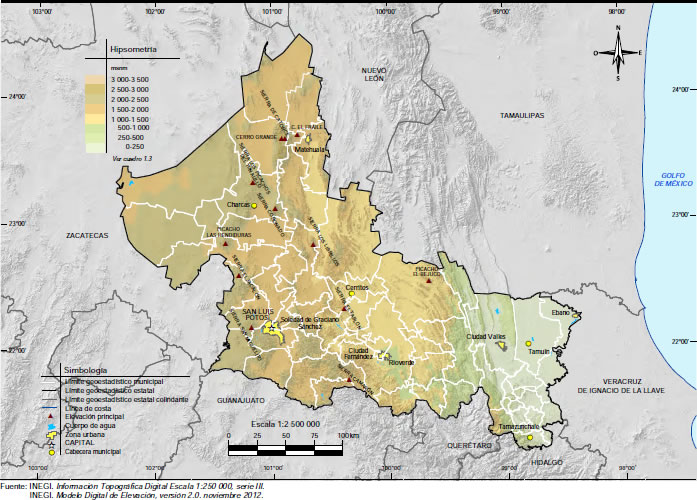 Mapa Orografía San Luis Potosí