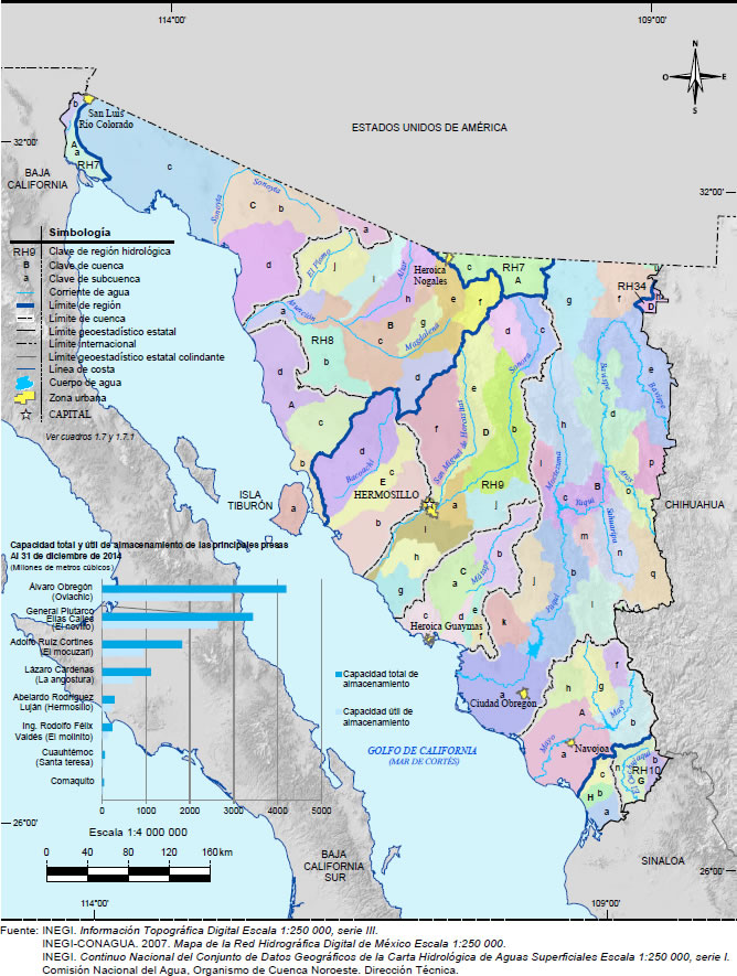 Mapa Hidrografía Sonora