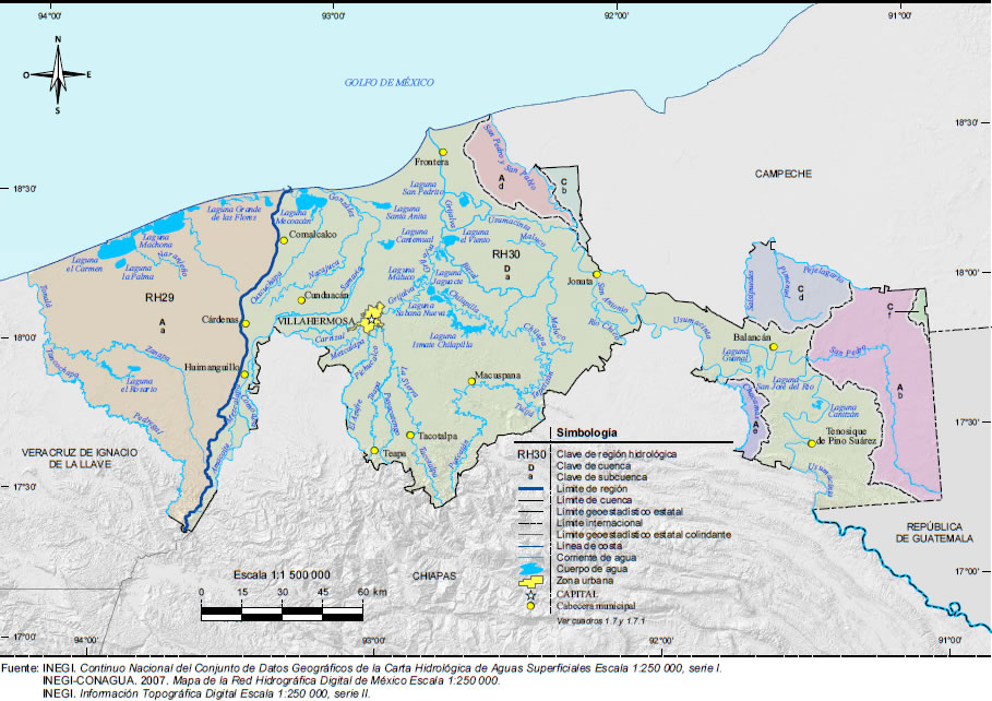 Mapa Hidrografía Tabasco