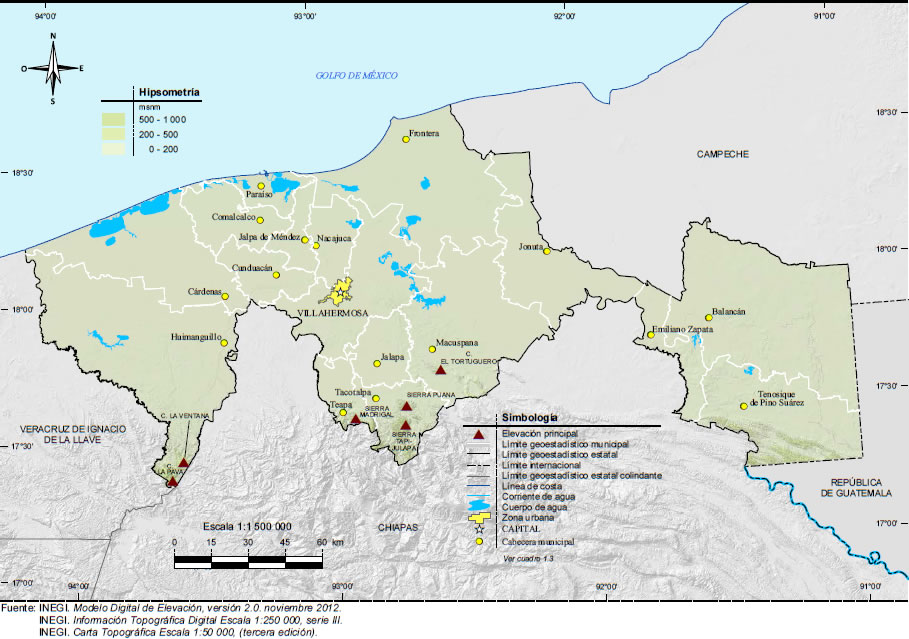 Mapa Orografía Tabasco