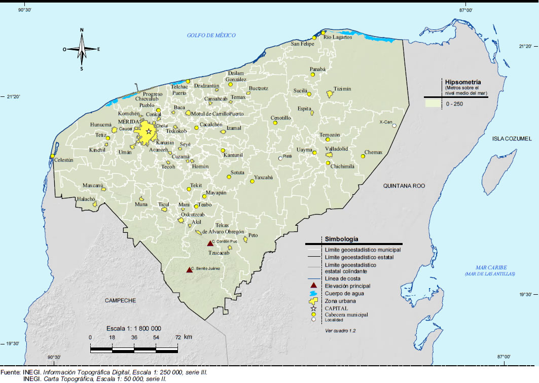 Mapa Orografía Yucatán