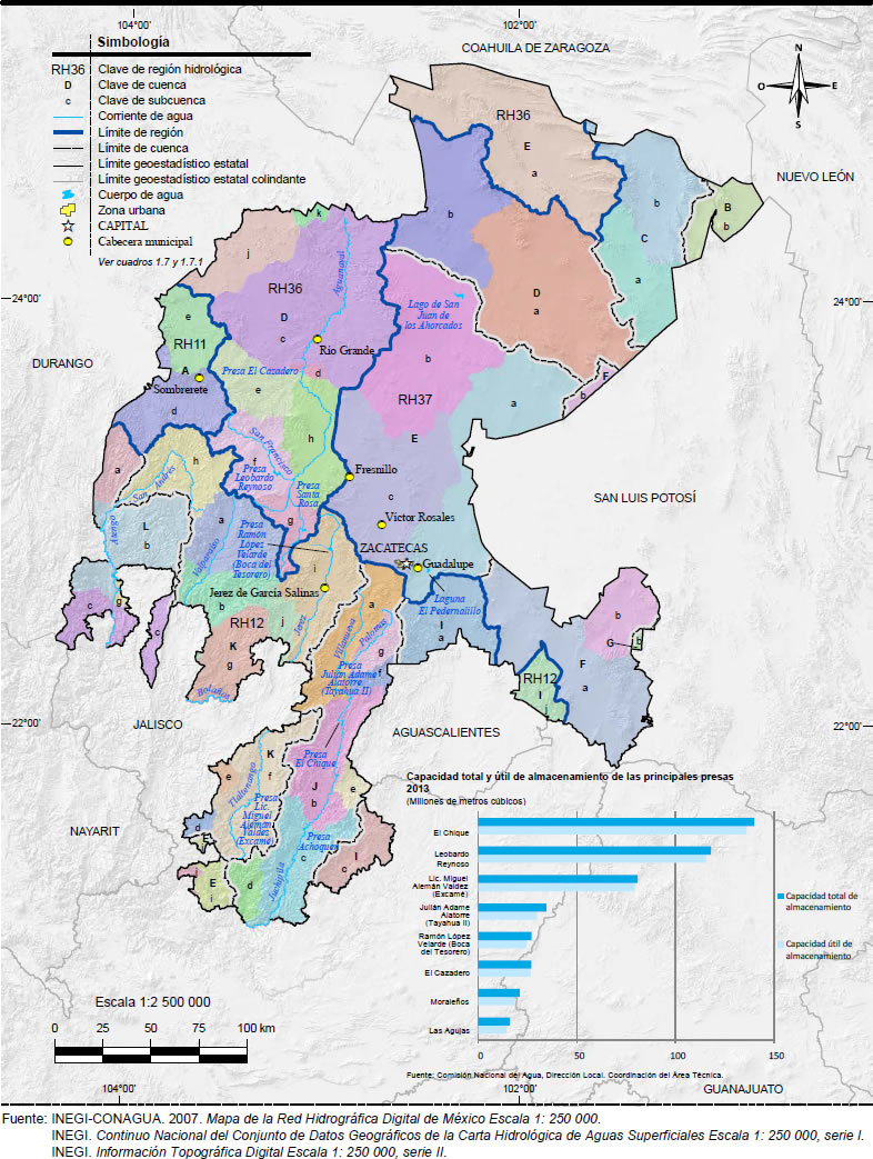 Mapa Hidrografía Zacatecas