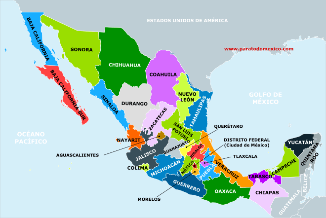 Resultado de imagen para mapa de mexico actualizado